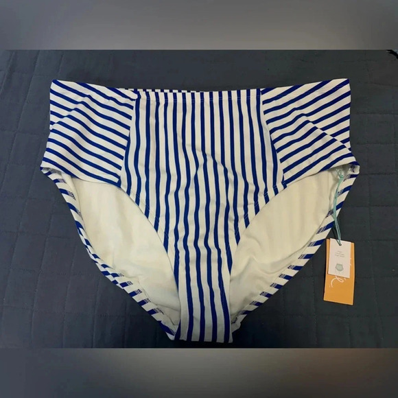 Kona Sol Other - Blue & White Stripe high waist high swim Bottoms Plus Size NWT 20/22 #1176